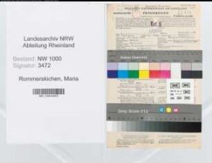 Entnazifizierung Maria Rommerskichen, geb. 10.04.1904 (Verw.Angest.)
