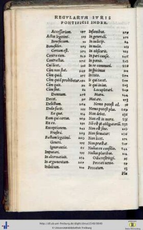 Regularum Iuris Pontificii Index.