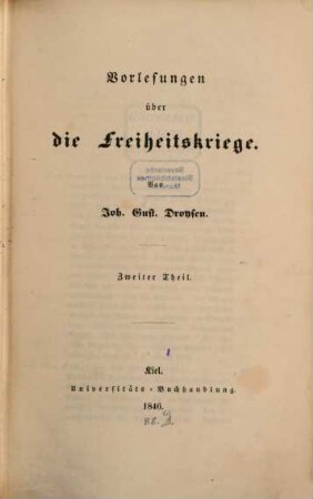 Vorlesungen über die Freiheitskriege, 2