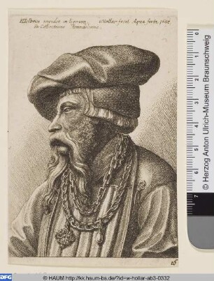 Porträt eines bärtigen Mannes mit Gliederkette