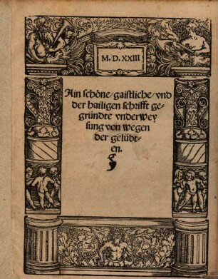Ain schöne gaistliche vnd der hailigen schrifft gegründte vnderweysung von wegen der gelübten