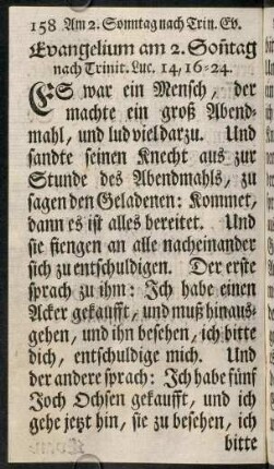 158-169, Evangelium am 2. Sonntag nach Trinit. - Evangelium am 4. Sonntag nach Trinit.