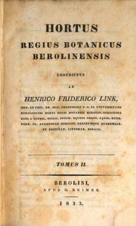 Hortus Regius Botanicus Berolinensis, 2. (1833)