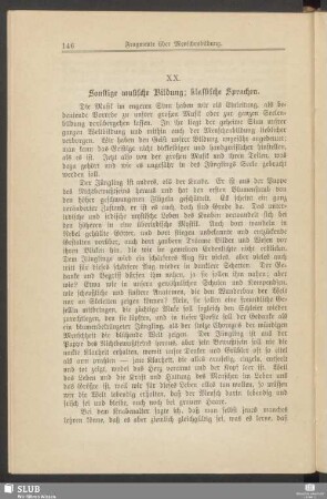 XX. Sonstige musische Bildung; klassische Sprachen