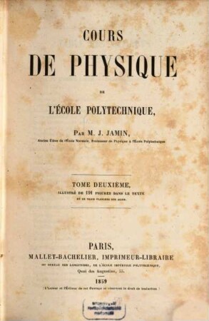 Cours de physique de l'école polytechnique, II