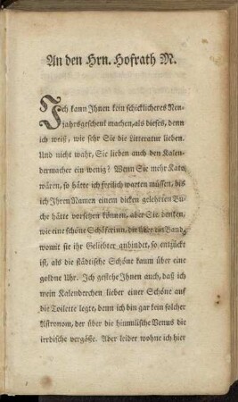 An den Hrn. Hofrath M.
