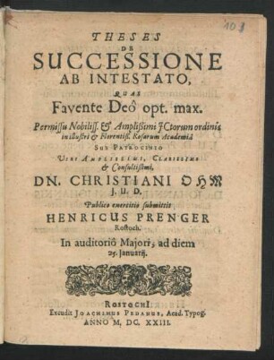 Theses De Successione Ab Intestato