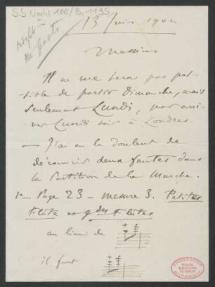 Brief an Augener Ltd.  : 13.06.1902