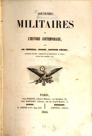Souvenirs militaires de l'histoire contemporaine