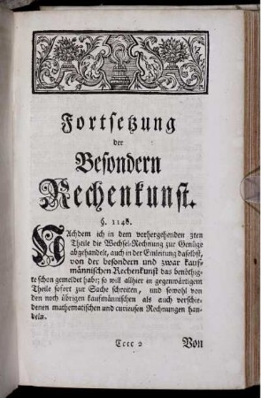 Fortsetzung der Besondern Rechenkunst.