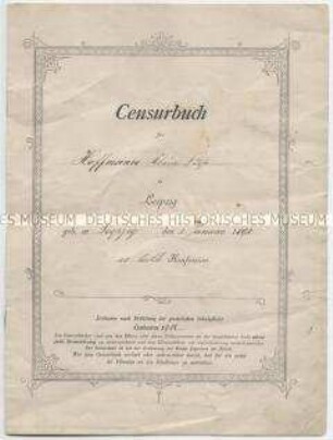 Zensurenbuch für Klara Hoffmann für die Jahre 1898-1906