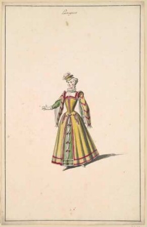 Kostümentwurf: Dame in portugiesischem Kostüm - "Portugaise"