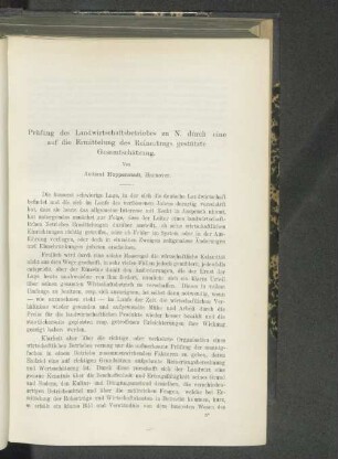 Prüfung des Landwirtschaftsbetriebes zu N. durch eine auf die Ermittelung des Reinertrages gestützte Gesamtschätzung.