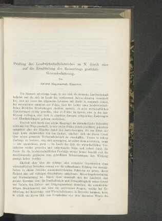 Prüfung des Landwirtschaftsbetriebes zu N. durch eine auf die Ermittelung des Reinertrages gestützte Gesamtschätzung.