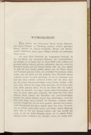 Widmungsbrief.