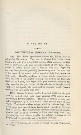 Division VI : Agricultural times and seasons