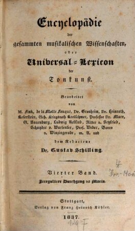 Encyclopädie der gesammten musikalischen Wissenschaften oder Universal-Lexicon der Tonkunst, 4. Irregulärer Durchgang bis Morin