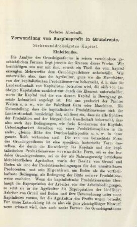 Sechster Abschnitt. Verwandlung von Surplusprofit in Grundrente.