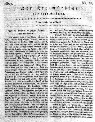 No. 27, Sonnabend, den 4. April 1807