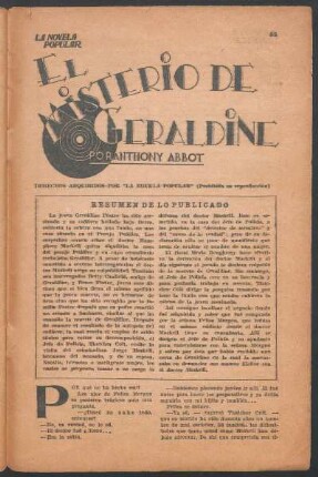 El Misterio de Geraldine : Novela policial
