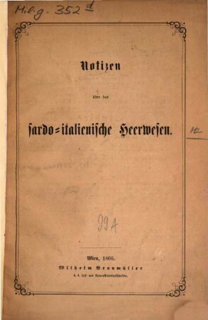 Notizen über das sardo-italienische Heerwesen