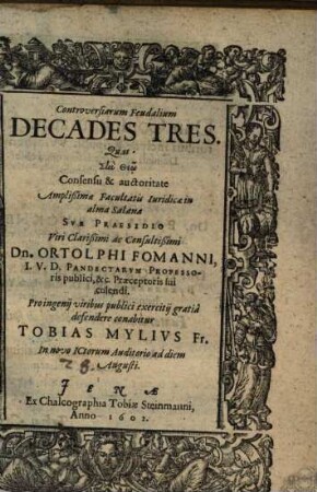 Contraversiarum Feudalium Decades Tres