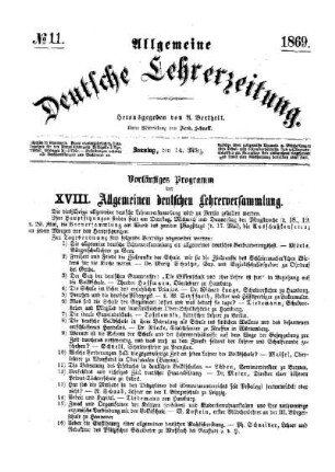 Vorläufiges Programm der XVIII. allgemeinen deutschen Lehrerversammlung