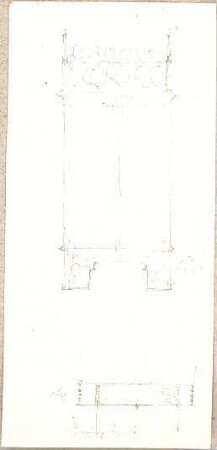 Hoffstadt, Friedrich; Mappe: Dachstühle, Ornamentik etc. - Schrank (Grundriss, Ansicht)