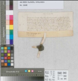 Quittung des Grafen Roprecht zu Virnenburg über 500 Gulden Zinsen betreffend die Pfandsumme für Reymbach.