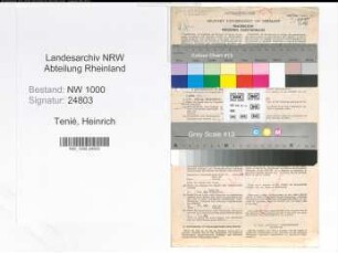 Entnazifizierung Heinrich Tenie, geb. 31.07.1905 (Bankbeamter)