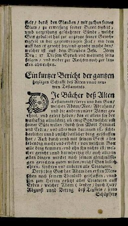Ein kurtzer Bericht der gantzen heyligen Schrifft deß Alten unnd newen Testaments.
