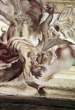 Der auferstandene Christus stürzt Tod und Teufel
