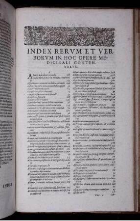 Index Rerum Et Verborum In Hoc Opere Medicinali Contentorum