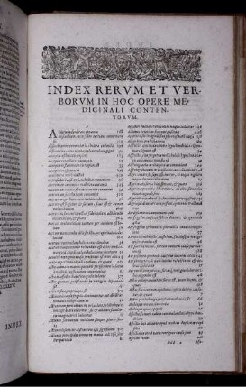 Index Rerum Et Verborum In Hoc Opere Medicinali Contentorum
