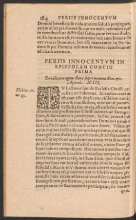 Feriis Innocentum In Epistolam ...