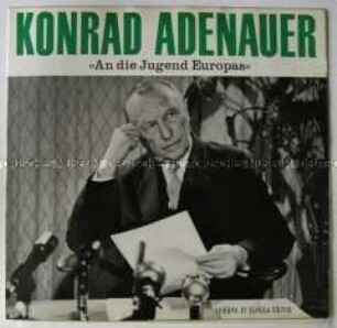 Schallplatte mit Konrad Adenauers Ansprache "An die Jugend Europas", Plattenhülle