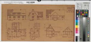 Zweifamiliendoppelhaus mit Stall (Volkswohnungen) Grundrisse, Ansichten, Schnitt 1935 1 : 100 30 x 60 Pause Westfälische Heimstätte Dortmund Wohnungsgesellschaft Münsterland