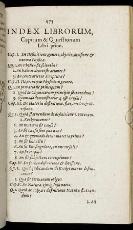 Index Librobum, Capitum & Quæstionum.