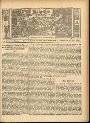 Ausgabe vom Sonntag, den 30. August 1908.