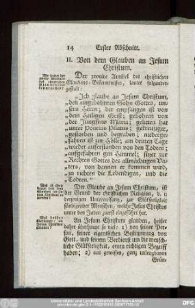 II. Von dem Glauben an Jesum Christum.