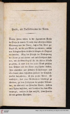 Poesie, als Nachbildnerinn der Natur