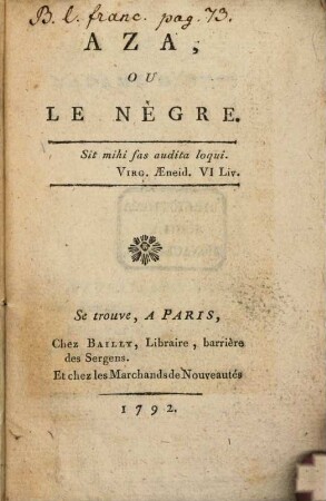 Aza : ou le Negre