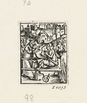 Auferweckung des Jünglings von Nain, Blatt 52 aus: "Postilla Guillermi super Epistolas et Euangelia", Basel 1515