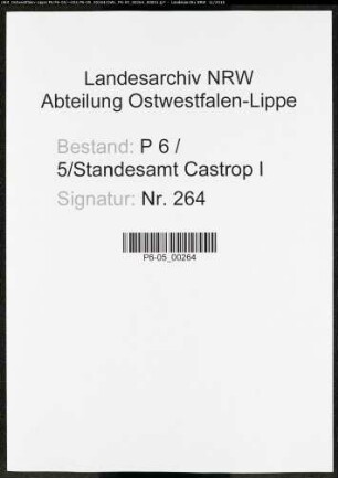 Sterberegister Standesamt Castrop-Rauxel Castrop I