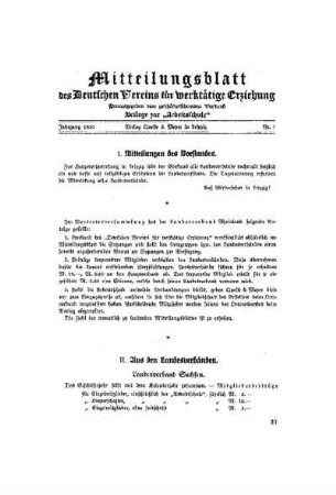 Mitteilungsblatt des Deutschen Vereins für werktätige Erziehung