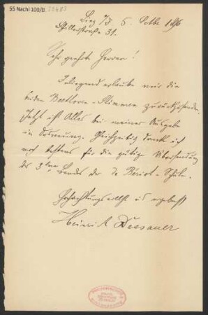 Brief an B. Schott's Söhne : 05.10.1896