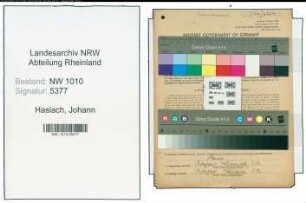 Entnazifizierung Johann Haslach , geb. 22.07.1883 (Generalagent)