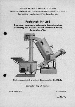 Stationäre Dämpfmaschine Sta MO/Sp