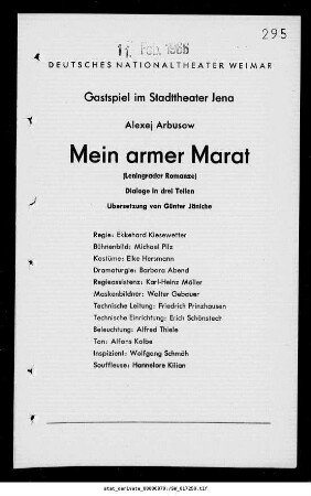 Mein armer Marat (Leningrader Romanze)