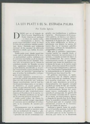 La Ley Platt y el Sr. Estrada Palma.